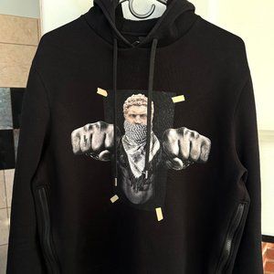 *NEIL BARRETT MENS Black Boxing Brutus Hybrid Print Hoodie Sweatshirt MEDIUM*